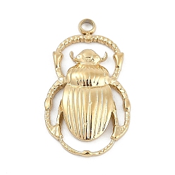 Настоящее золото 18K 304 подвески из нержавеющей стали, жук очарование, ионное покрытие (ip), реальный 18 k позолоченный, 20x12x2.5 мм, отверстие : 1.5 мм