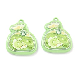 Светло-зеленый Подвески из сплава краски для выпечки, кот с подвесками в виде напитков, светло-зеленый, 19.5x16.5x3.5 мм, отверстие : 1.2 мм