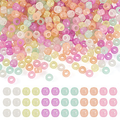 (52) Непрозрачная лаванда 500шт. светящиеся прозрачные акриловые бусины, светится в темноте, баррель, разноцветные, 8x6 мм, отверстие : 3.5 мм