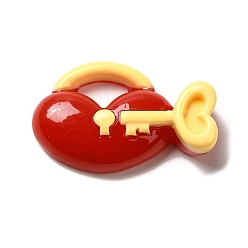 Lock Тема Дня святого Валентина, непрозрачная смола, декодированные кабошоны, запирать, 18x29x8.5 мм