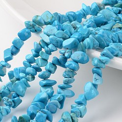 Magnesite Chip Dyed Natural Magnesite Bead Strands, 4~6x8~12x2~4mm, Hole: 1mm, about 80~81cm