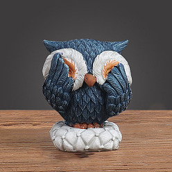 Морской Синий Милое украшение для дома из смолы, сова, Marine Blue, 75x65x50 мм