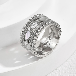 Серебро Кольца для женщин с латунным паве из кубического циркония, полый геометрический, серебряные, 11 мм, размер США 6 (16.5 мм)