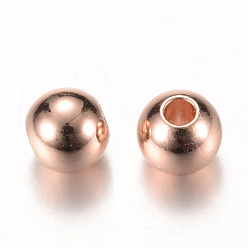 Roségold Messing Perlen, cadmiumfrei und bleifrei, Runde, Roségold, 8x7.5 mm, Bohrung: 2 mm