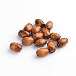 Шоколадный Свинца шарики древесины, овальные, хороший подарок на День детского делает, окрашенные, цвет шоколада, Размер : шириной около 8 мм , 12 мм длиной, отверстие : 3 мм, Около 4000 шт / 1000 г