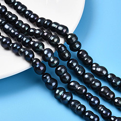 Прусский Синий Нити натуральных бусинок из зернистого жемчуга кеши в стиле барокко, культивированный пресноводный жемчуг, окрашенные, Горлянка, берлинская лазурь, 12~19x7.5~11.5 мм, отверстие : 0.6 мм, около 24~26 шт / нитка, 15.35~15.75 дюйм (39~40 см)