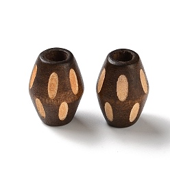 Coconut Brown Schima Wood Carved European Beads, Rhombus, Large Hole Beads, Coconut Brown, 17x12.5mm, Hole: 4.5mm