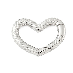 Платина 925 пружинные кольца из стерлингового серебра, сердце, платина, 12x16.5x2.5 мм