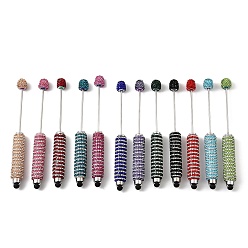 (52) Непрозрачная лаванда Стилус для сенсорного экрана с полимерной глиной и стразами, железная ручка из бисера, для индивидуальной ручки с ювелирными бусинами, разноцветные, 138x14 мм