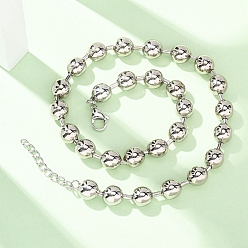 Платина Латунные цепочки с шариками для мужчин и женщин, платина, 17.32 дюйм (44 см), бусина : 9.5~10 mm