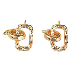 Настоящее золото 18K Латунь раз по сравнению с застежками, без никеля , прямоугольные, реальный 18 k позолоченный, 20.5x11.5x3 мм, отверстие : 1.2 мм