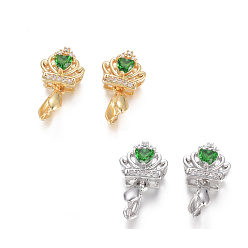 (52) Непрозрачная лаванда Латунь микро проложить кубический цирконий, долговечный, корона, разноцветные, Корона: 9.5x10.5x7 мм, отверстие: 2x4.5 мм, щепотка поручителей: 7x3 мм, штифты : 2 мм