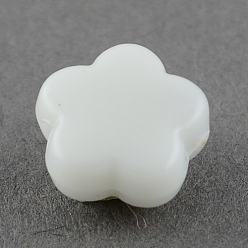 Белый Непрозрачные акриловые бусины, цветочные бусины, белые, 9x9.5x4 мм, Отверстие : 2 мм , около 2270 шт / 500 г