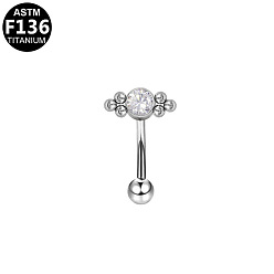 Bowknot G23 Кольца для бровей из титанового сплава с прозрачным кубическим цирконием, серебряный цвет гальваническим, бантом, 8 мм