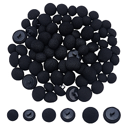 Черный 72 шт. 3 стили 1 пуговицы с алюминиевой ножкой и отверстием для ткани, с пластиковым, полукруглый, чёрные, 10~14.5x8.5~11 мм, отверстие : 2~3x2~3 мм, 24 шт / стиль