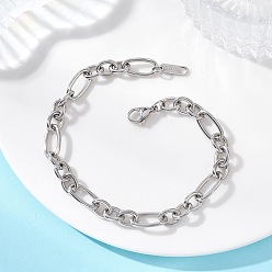 Нержавеющая Сталь Цвет 304 браслеты-цепочки Фигаро из нержавеющей стали для женщин и мужчин, цвет нержавеющей стали, 8.11 дюйм (20.6 см)