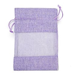 Лиловый Пакеты для упаковки в хлопок, шнурок сумки, с лентами из органзы, сирень, 18.3x13x0.35 см