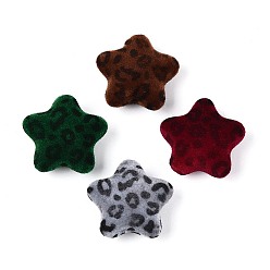 (52) Непрозрачная лаванда Флокированные непрозрачные акриловые бусины, звезда с печатью леопарда, разноцветные, 20.5x22x10.5 мм, отверстие : 2.5 мм