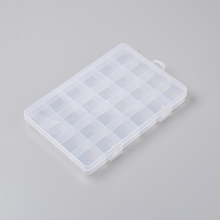 Blanco Caja de almacenamiento de plástico, 24 cuadrícula, Rectángulo, blanco, 18.7x13x2.2 cm