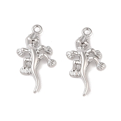 Платинированный Латунные подвески, без кадмия, без никеля и без свинца, геккон, Реальная платина, 17x8.5x2.5 мм, отверстие : 1 мм