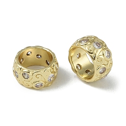 Настоящее золото 18K Стойки обшивки латунные бусины, бусины с большим отверстием, долговечный, без свинца и без кадмия, реальный 18 k позолоченный, 13x6.5 мм, отверстие : 9 мм