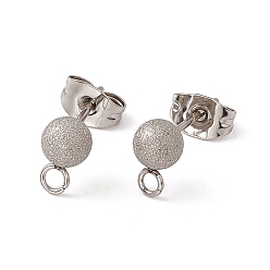 Нержавеющая Сталь Цвет Не тускнеет 304 фурнитура для сережек-гвоздиков из нержавеющей стали, с ушными гайками и горизонтальными петлями, , круглые, цвет нержавеющей стали, 8x5 мм, отверстие : 2 мм, штифты : 0.6 мм