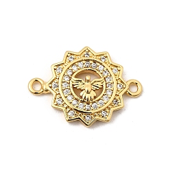 Птица Подвески-цветочки с микропаве из латуни и прозрачным кубическим цирконием, реальный 18 k позолоченный, без свинца и без кадмия, долговечный, стойки покрытие, птица, 20.5x14.5x3 мм, отверстие : 1.4 мм