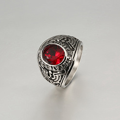 (123L) Белый крем непрозрачный блеск 304 мужские перстни из нержавеющей стали с кубическим цирконием, овальные, античное серебро, огнеупорный кирпич, размер США 9 (18.9 мм)