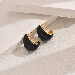 Черный 201 серьги-гвоздики в форме капли из нержавеющей стали, материал - стекло, минималистичные, высокого класса, золотые, чёрные, 20x15 мм