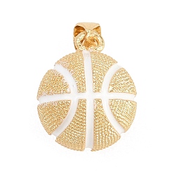 Золотой Подвески из латуни с эмалью на спортивную тематику, Баскетбол прелести, золотые, 18x15 мм, отверстие : 4x3 мм