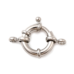 Платинированный Латунная застежка пружинного кольца, без никеля , Реальная платина, 20.5x17x5 мм