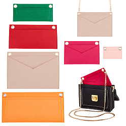 (52) Непрозрачная лаванда Вставки-органайзеры для сумок из шерстяного фетра, с люверсом из сплава и цепочками для сумок, для сумок-конвертов аксессуары для интерьера, прямоугольные, разноцветные, вставка: 5.5~16.9x7.4~26x0.4~1см, отверстие : 8~10 мм, 6 шт, цепи: 120x0.7 см, 1 прядь