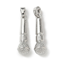 Платина Латунные подвески, микрофон, платина, 22x7 мм, отверстие : 3x4.5 мм