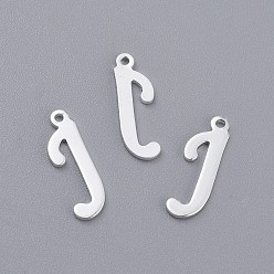 Letter J 201 подвески из нержавеющей стали, буквы, серебряный цвет гальваническим, letter.j, 16.5x5x1 мм, отверстие : 1 мм