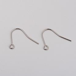 Stainless Steel Color 316L Surgical Stainless Steel Earring Hooks, Ear Wire, with Horizontal Loop, Stainless Steel Color, 13x16mm, Hole: 1.5mm, 20 Gauge, Pin: 0.8mm