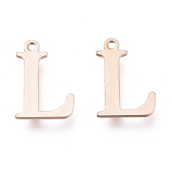 Letter L Вакуумное покрытие pvd 304 подвески из нержавеющей стали, лазерная резка, алфавит, розовое золото , letter.l, 12x8.5x0.8 мм, отверстие : 1 мм