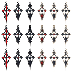 (52) Непрозрачная лаванда 24шт 6 цветная подвеска со стразами в виде креста с эмалью, Талисман из сплава, разноцветные, 47.5x21.5x4 мм, отверстие : 1.8 мм, 4 шт / цвет