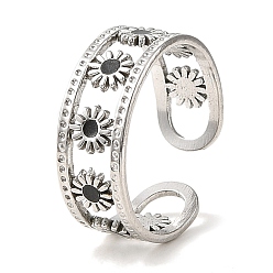 Настоящее золото 18K 304 эмалированные открытые манжеты из нержавеющей стали для женщин, солнце, реальный 18 k позолоченный, 7 мм, внутренний диаметр: регулируемый