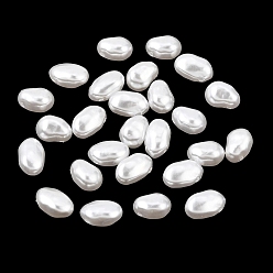White ABS Plastic Imitation Pearl Beads, Oval, White, 10x7x5mm, Hole: 1mm, about 980pcs/500g