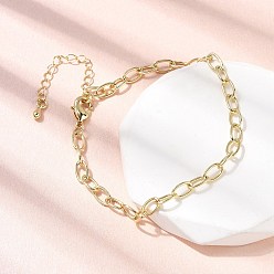 Настоящее золото 18K Латунный цепной браслет для женщин, стойки покрытие, без свинца и без кадмия, долговечный, реальный 18 k позолоченный, 6-3/4 дюйм (17.2 см)