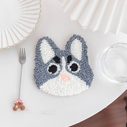 Серый Наборы для валяния подстаканников своими руками, форма кошки, серые, 130x125 мм