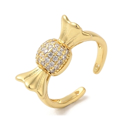 Настоящее золото 18K Открытые манжеты из латуни карамельного цвета с микропаве и прозрачным фианитом, для женщин, без свинца и без кадмия, реальный 18 k позолоченный, 18.5 мм, регулируемый