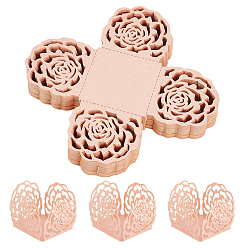 Pink 50 шт. упаковочные коробки для конфет из цветочной бумаги с окошком в виде розы, розовые, 10.4x10.4x0.01 см, готовое изделие: 3.5x3.5x3.3 см