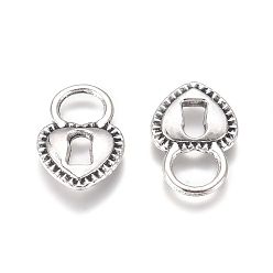 Antique Silver DIY Alloy Pendants, Heart Lock, Antique Silver, 17.5x11.5x2.5mm, Hole: 5.5mm