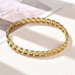 Real 18K Gold Plated 304 Stainless Steel Twisted Chain Hinged Cuff Bangles, Real 18K Gold Plated, Inner Diameter: 1.97 inch(5cm)x2.36 inch(6cm)