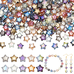 (52) Непрозрачная лаванда 200шт 10 цвета гальваники прозрачные стеклянные бусины, звезда, с половиным покрытием, разноцветные, 10x10x5 мм, отверстие : 1 мм, 20 шт / цвет