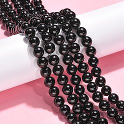 Black Synthetic Black Stone Beads Strands, Dyed, Round, Black, 10mm, Hole: 1mm, about 39pcs/strand, 14.5~15 inch