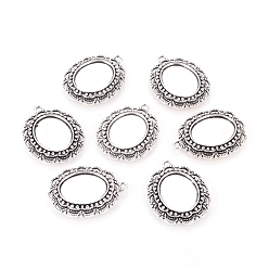 Античное Серебро Металлические сеттиги для кулона(кабошона), установка для кабошона, кадмия никеля и свинца, цветок, античное серебро, овальный поднос: 14x18 мм, 31x23x3 мм, отверстие : 2.5 мм