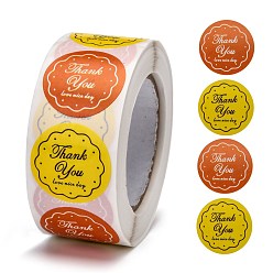 Coloré 1 pouces merci autocollants, autocollants autocollants en papier kraft autocollants, étiquettes adhésives, pour le festival, Noël, cadeaux de vacances, avec mot merci aime belle journée, colorées, autocollant: 25 mm, 500pcs / roll