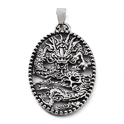 Античное Серебро Сплавочные подвески тибетского стиля, прелести дракона, античное серебро, 48x31x3.5 мм, отверстие : 7.5x4.5 мм